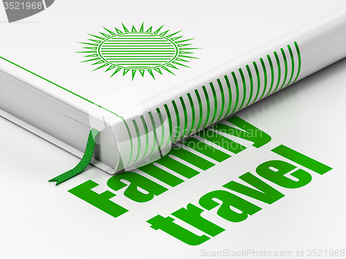 Image of Travel concept: book Sun, Family Travel on white background