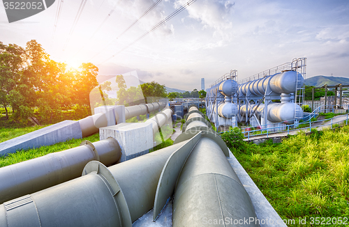 Image of Glow light of petrochemical industry water tank