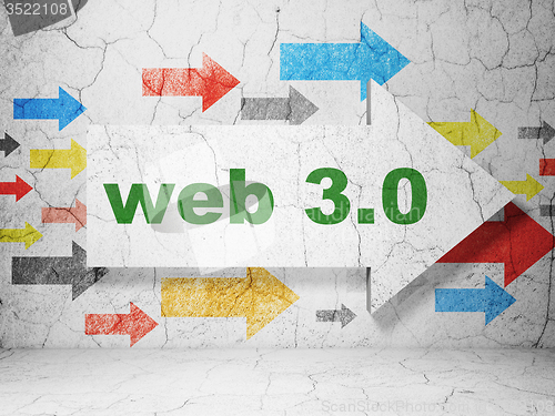 Image of Web development concept: arrow with Web 3.0 on grunge wall background