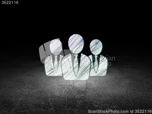 Image of News concept: Business People in grunge dark room