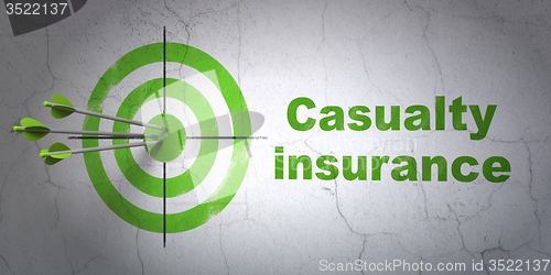 Image of Insurance concept: target and Casualty Insurance on wall background