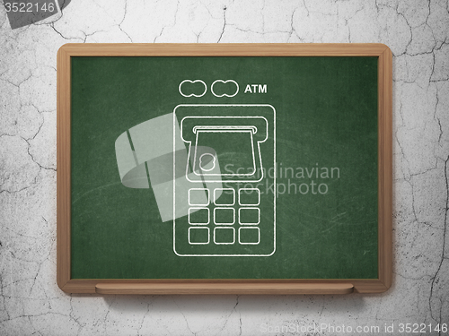 Image of Banking concept: ATM Machine on chalkboard background