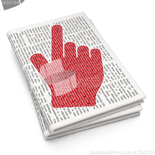 Image of Advertising concept: Mouse Cursor on Newspaper background