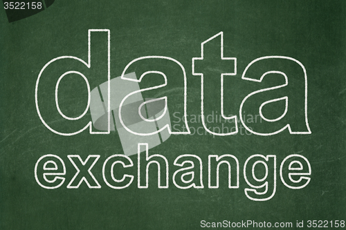 Image of Data concept: Data Exchange on chalkboard background