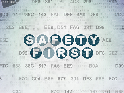 Image of Security concept: Safety First on Digital Paper background