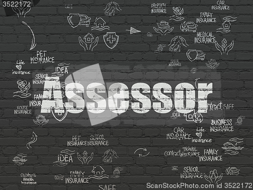 Image of Insurance concept: Assessor on wall background