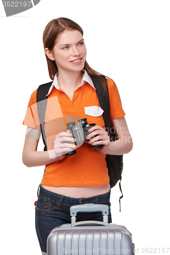 Image of Teen girl looking through binoculars