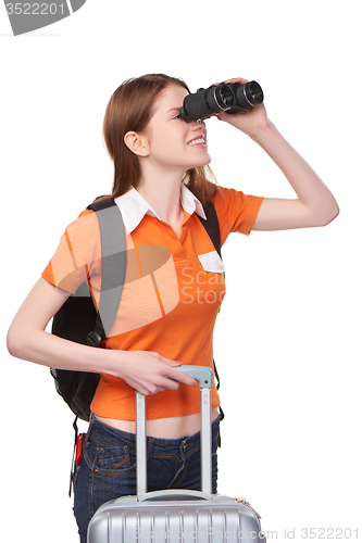 Image of Teen girl looking through binoculars