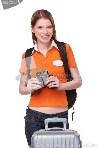Image of Teen girl looking through binoculars