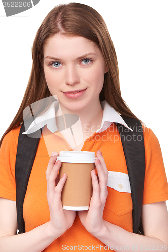 Image of Teen girl holding disposable paper cup