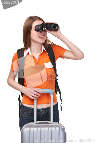 Image of Teen girl looking through binoculars