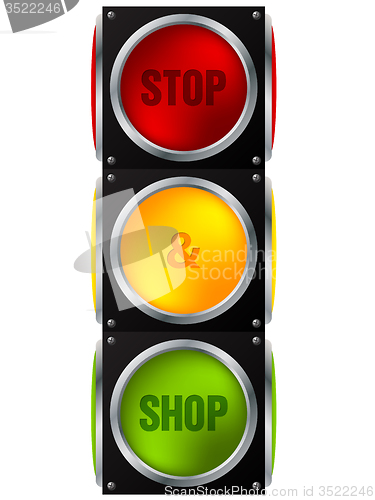 Image of Advertisement stop and shop traffic light