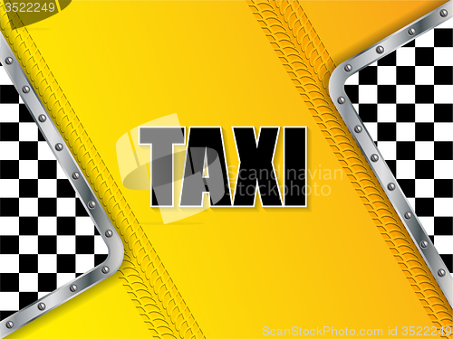 Image of Abstract taxi advertising background with tire tread and metalli
