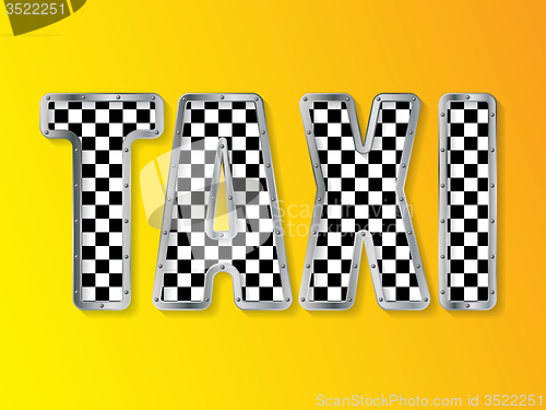 Image of Abstract taxi advertising with metallic framed text