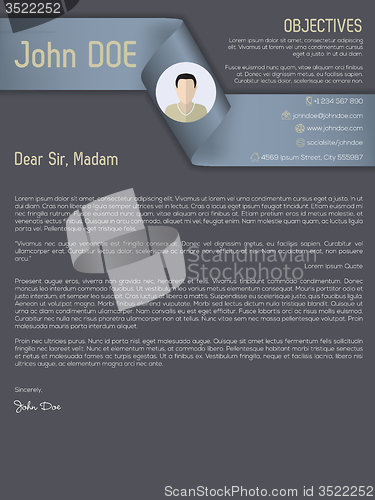 Image of Modern cover letter cv resume with ribbon header