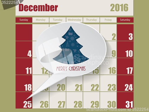 Image of Calendar with speech bubble showing christmas