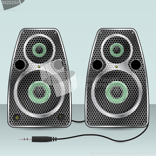 Image of Speakers with hexagon mesh front