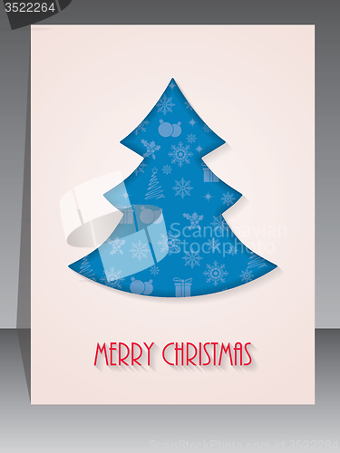 Image of Christmas greeting card with tree shape