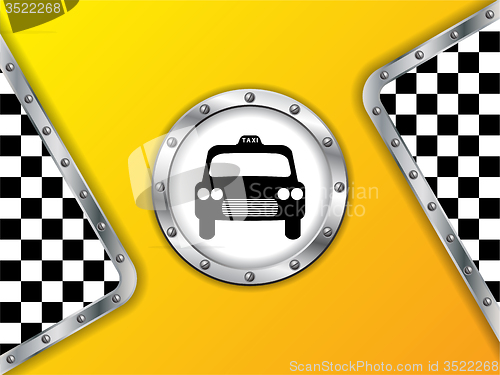 Image of Taxi advertising background with metallic badge