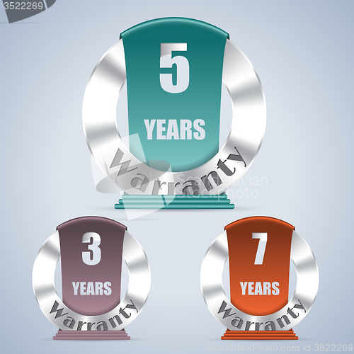 Image of Seven five and three year warranty badges