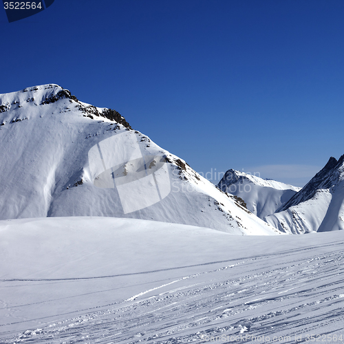 Image of Ski slope at nice sunny winter day