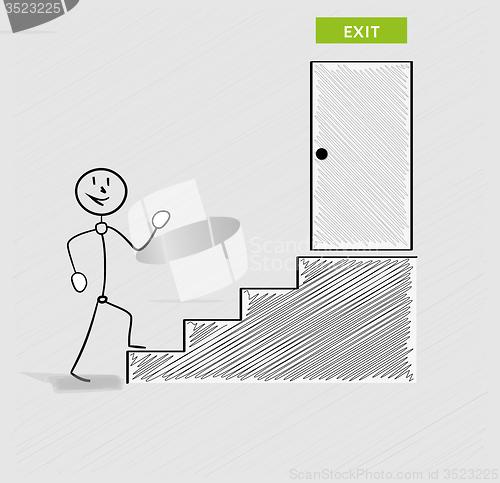Image of man and stairs to exit