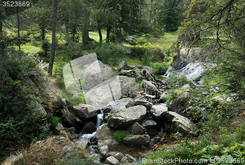 Image of Mountain river and waterfall