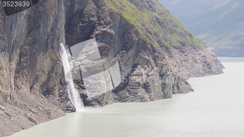 Image of Waterfall at Lake Dix - Dam Grand Dixence - Switzerland