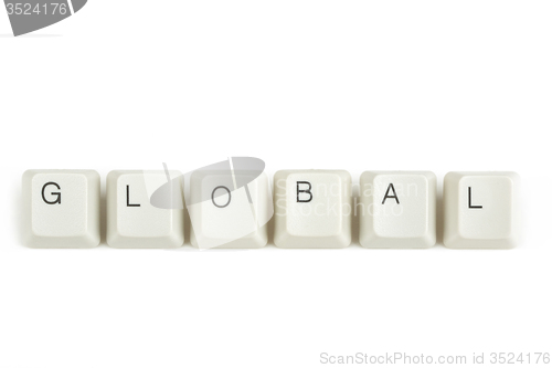 Image of global from scattered keyboard keys on white