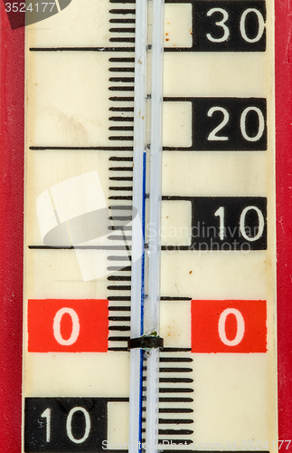 Image of red plastic retro thermometer