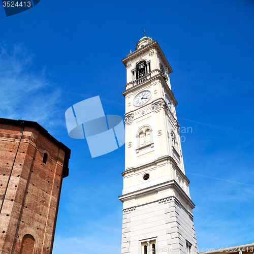 Image of  building  clock tower in italy europe old  stone and bell