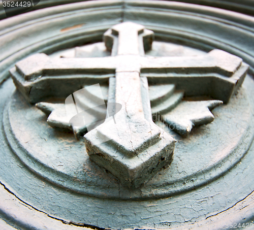Image of  cross traditional   door    in italy   ancian wood and traditio