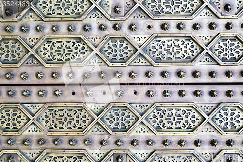 Image of gray  metal rusty      morocco in africa the  safe padlock 