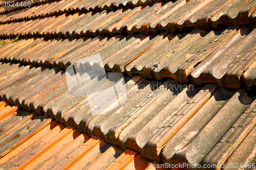 Image of old roof in italy the line and texture of diagonal  
