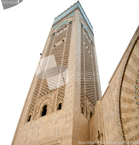 Image of  muslim in  mosque the history  symbol   morocco  africa  minare