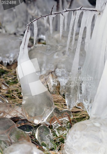 Image of Nice white snowy icicles; background