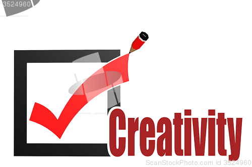 Image of Check mark with creativity word