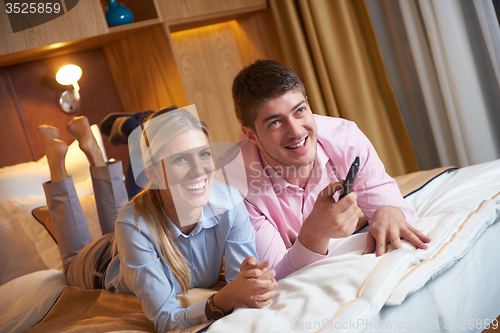Image of young couple in modern hotel room