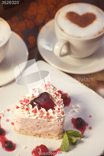 Image of heart-shaped valentine cake