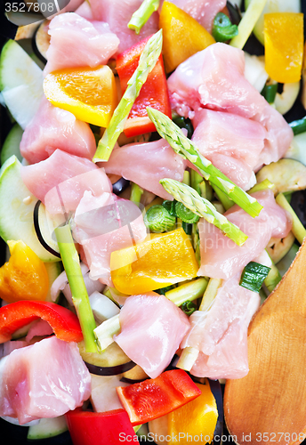 Image of raw meat with vegetables 