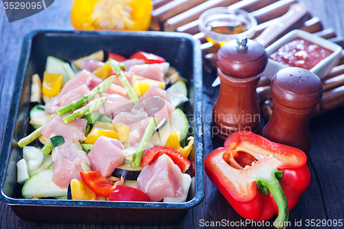 Image of raw meat with vegetables 