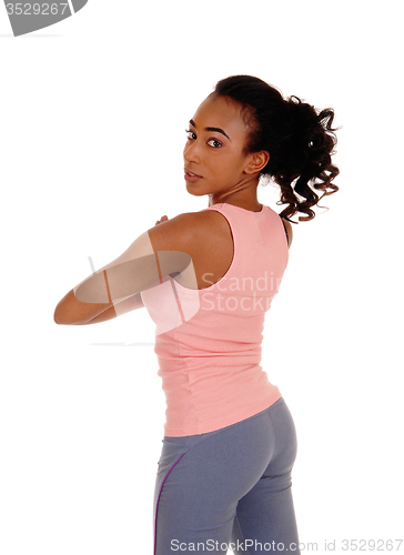 Image of Pretty african american woman in active wear.