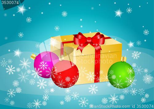 Image of christmas balls and present