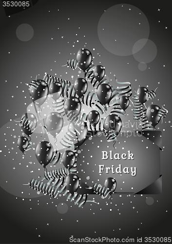 Image of black friday with balloons and confetti