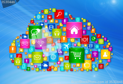 Image of Cloud Computing symbol on high tech background