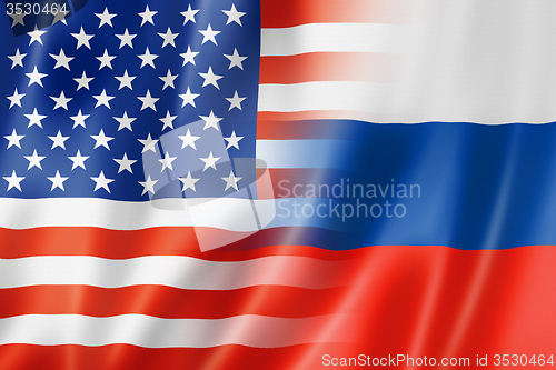 Image of USA and Russia flag