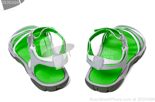 Image of Green summer sandals on white background