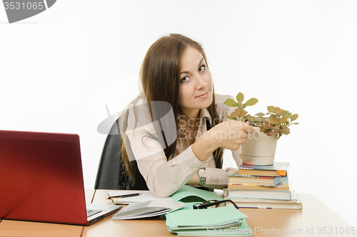 Image of The teacher loves her flower