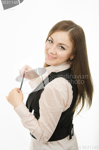 Image of Portrait of cheerful cheerful teacher