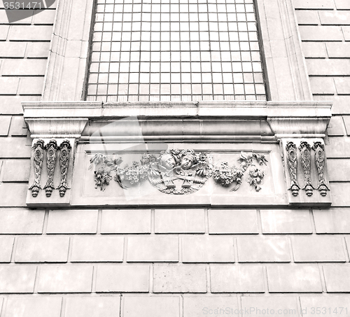 Image of old windon in england london brick and glass the wall 